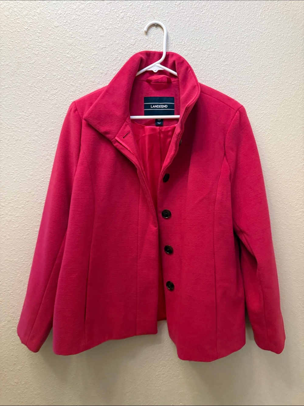 Lands' End Girls' Bright Pink Pea Coat